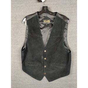 Scully Mens Jacket Large Suede Leather Black Vest Satin Reenactment Western